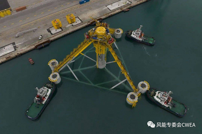 圖說丨全(quán)球首(shǒu)個張力腿漂(piāo)浮式海上風電基礎下水 圖說丨全球首個張力腿漂浮式海上風電基礎下水